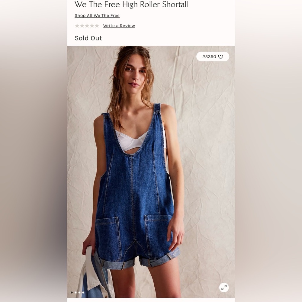 We The Free Women's Blue Denim Shortall overall